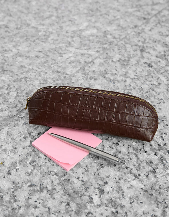 Pencil Case Chocolate Croco Small
