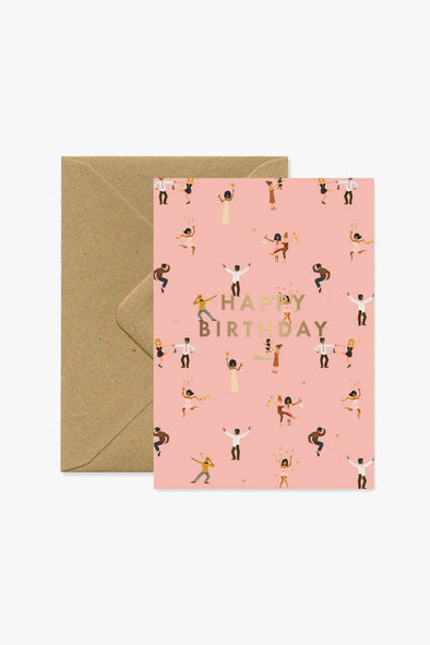 Happy Birthday Dancers Pink Card