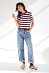 Essential SS Boxy Tee Fig Stripe