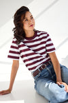 Essential SS Boxy Tee Fig Stripe
