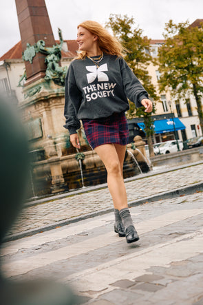 Simay Wool Check Skirt
