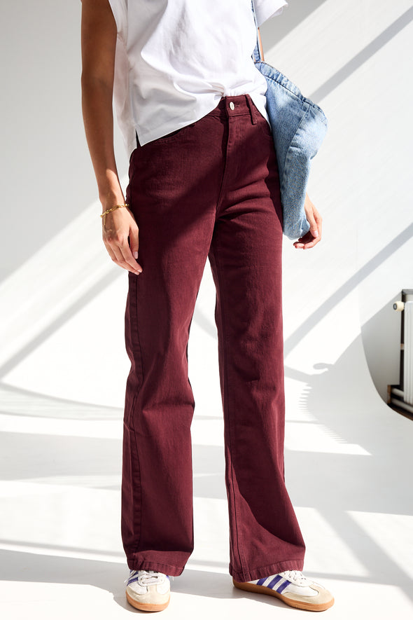 Barbara Wide Denim Burgundy