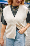 Ea Knit Button Vest Snow White