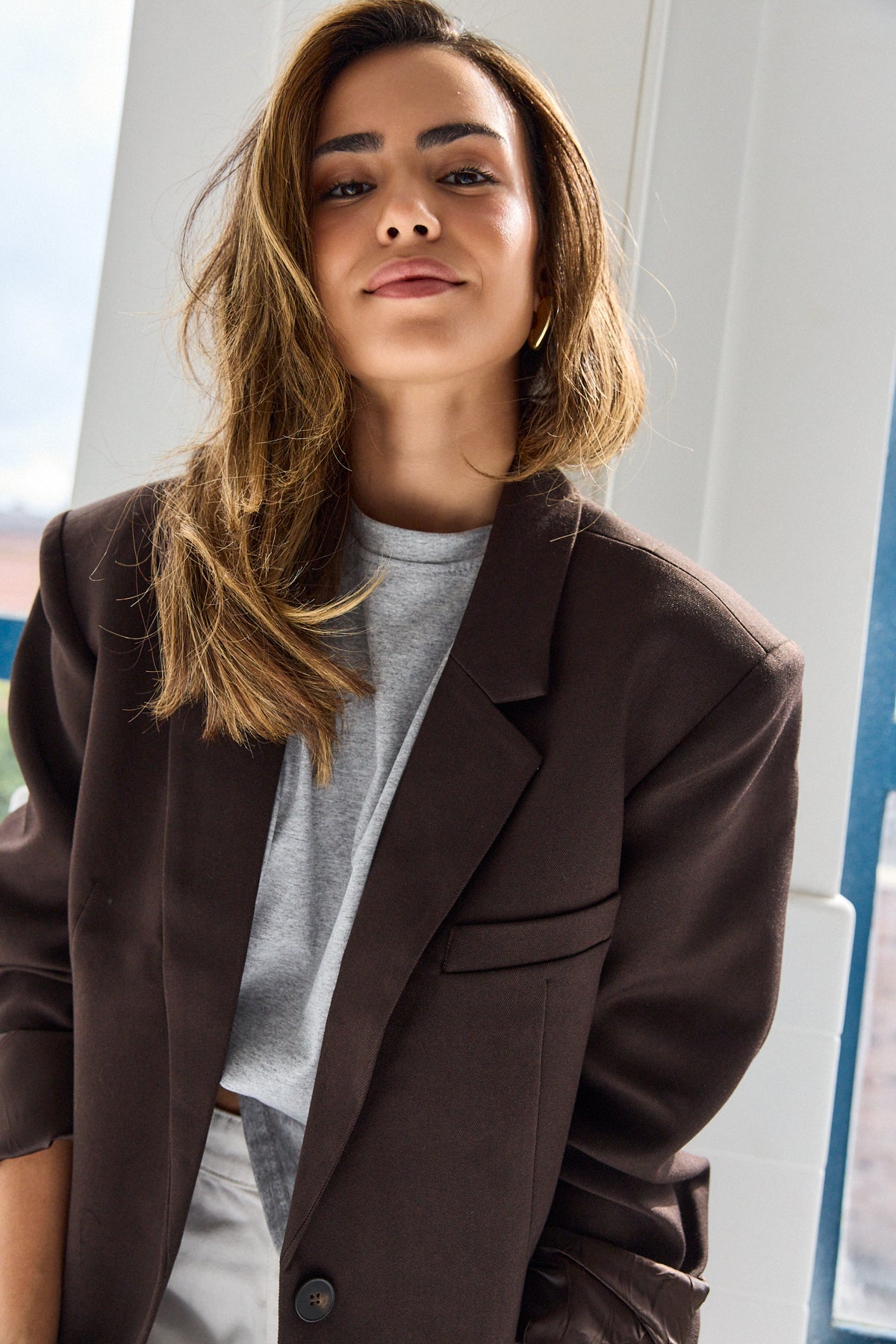 Kai Oversized Blazer Dark Brown