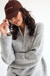 Lulu LS Knit Half Zip Light Grey Melange