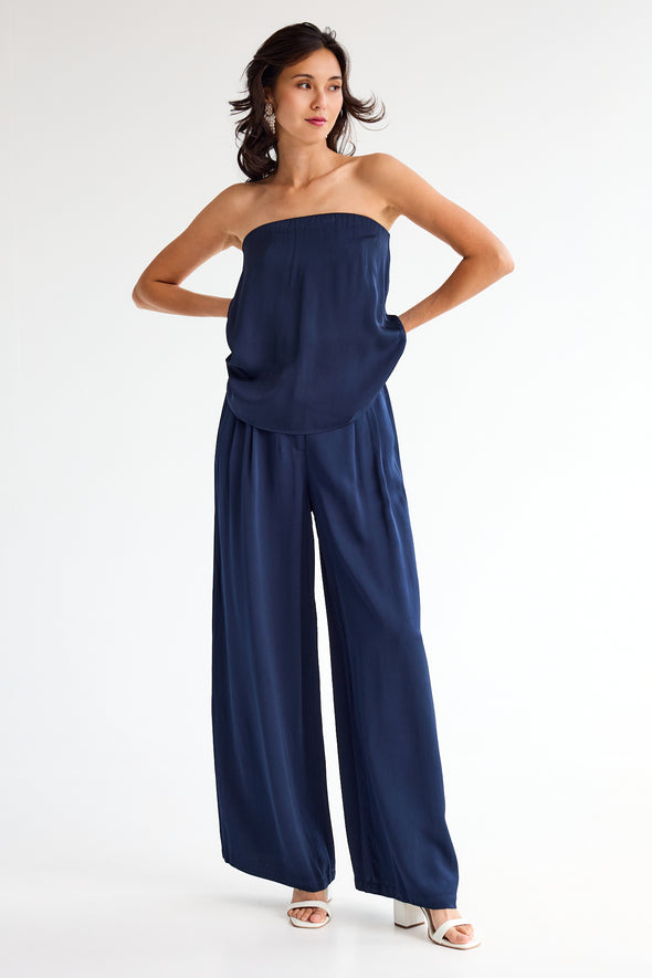 Leonore HW Wide Pants Dark Sapphire