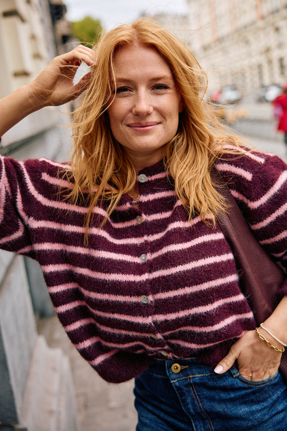 Manon Cardigan Rose/Bordeaux