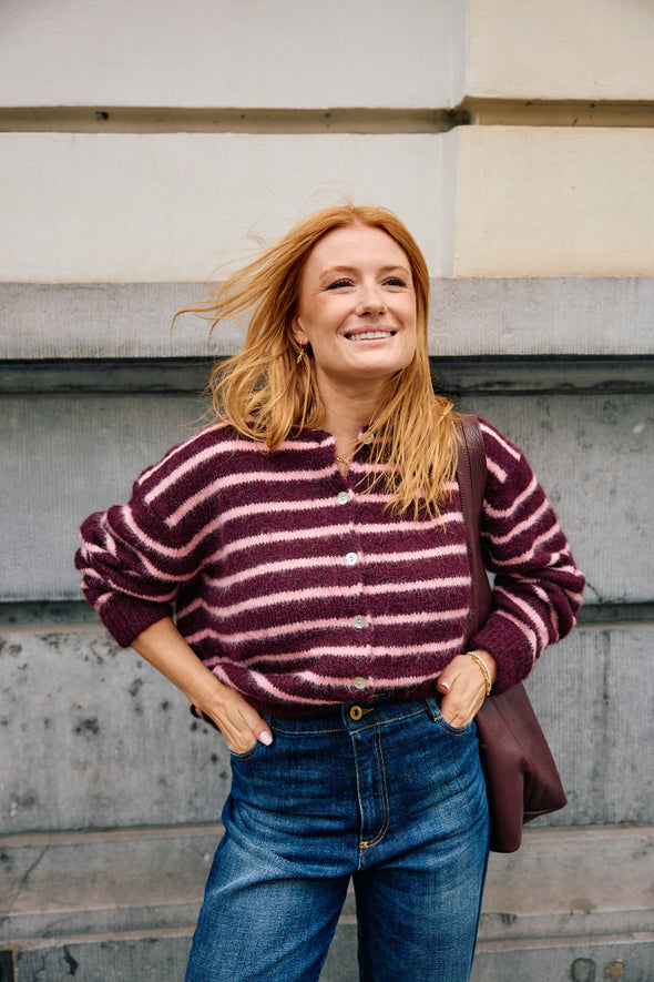 Manon Cardigan Rose/Bordeaux