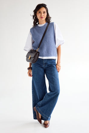 Lois Knit Top Denim Blue