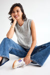 Lulu Button Vest Grey Melange