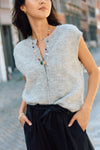 Lulu Button Vest Grey Melange