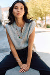 Lulu Button Vest Grey Melange