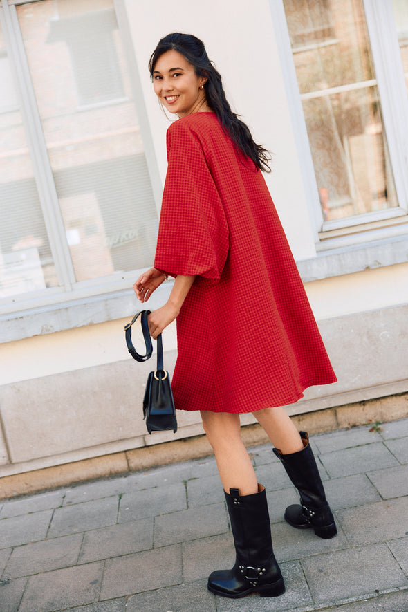 Amida Short Dress Red Checks