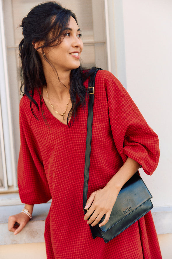 Amida Short Dress Red Checks