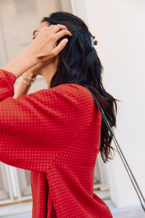 Amida Short Dress Red Checks