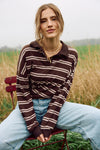 PREORDER Samuel LS Polo Coffee Stripes