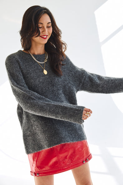 Mila Vegan Leather Skirt Red