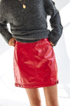 Mila Vegan Leather Skirt Red
