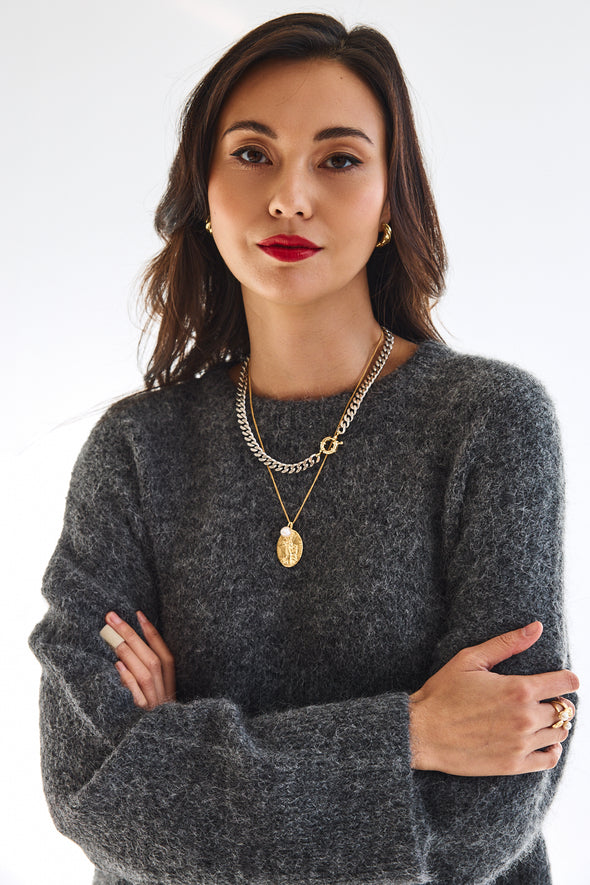 Haven LS Knit Dark Grey Melange