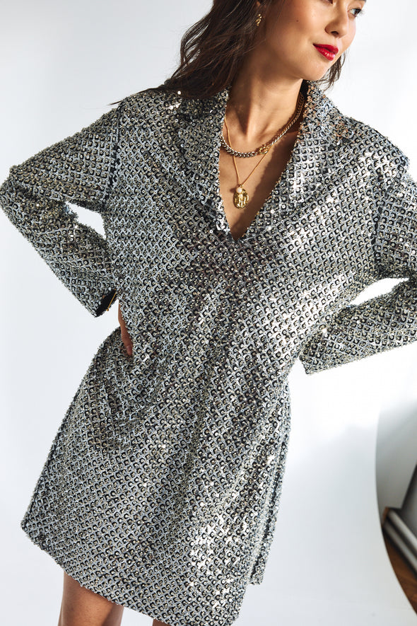 Selima Short Dress Silver