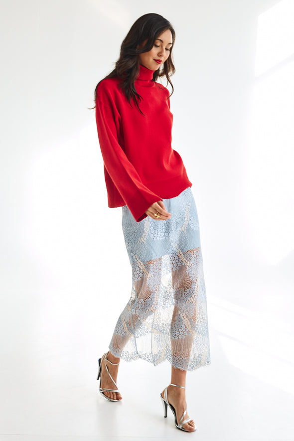 Kamma Rollneck Knit Equestrian Red