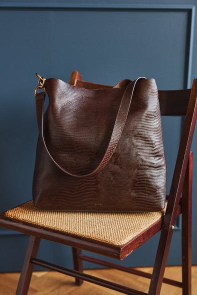 Vita Mia Leather Shoulder Bag Browny Lézard