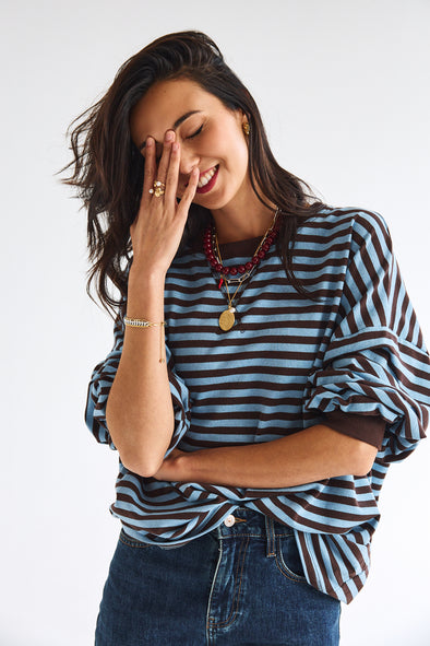 Jérome LS Top Coffee/Blue