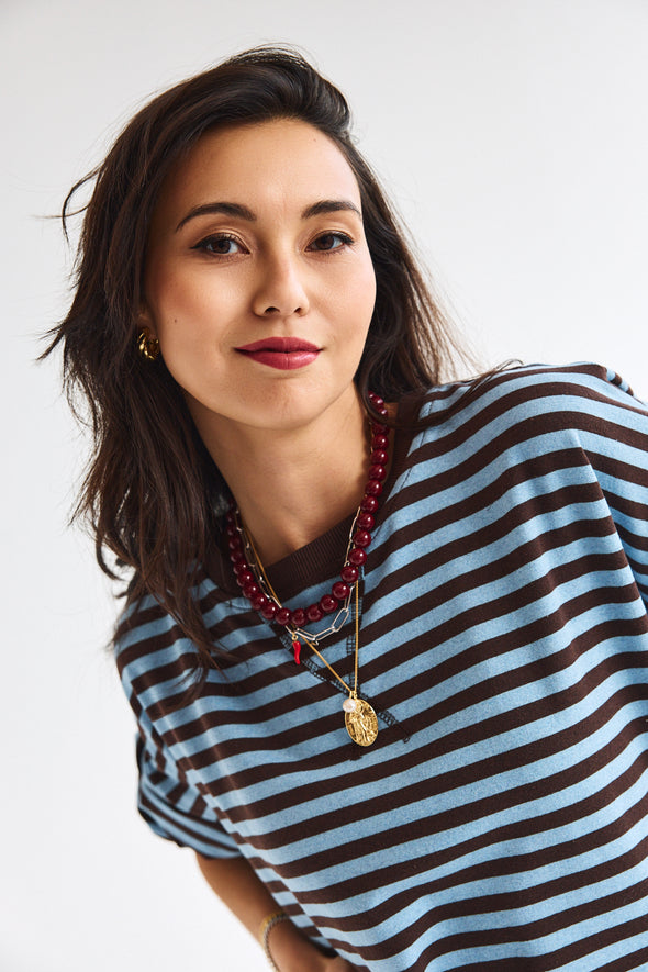 Jérome LS Top Coffee/Blue