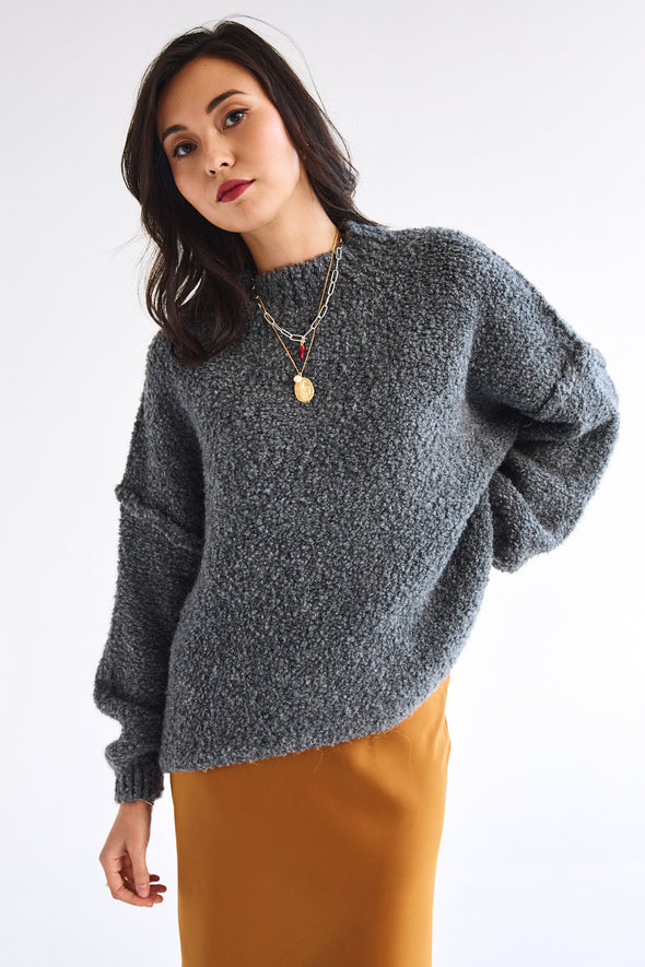 Noah Teddy Knit Dark Grey