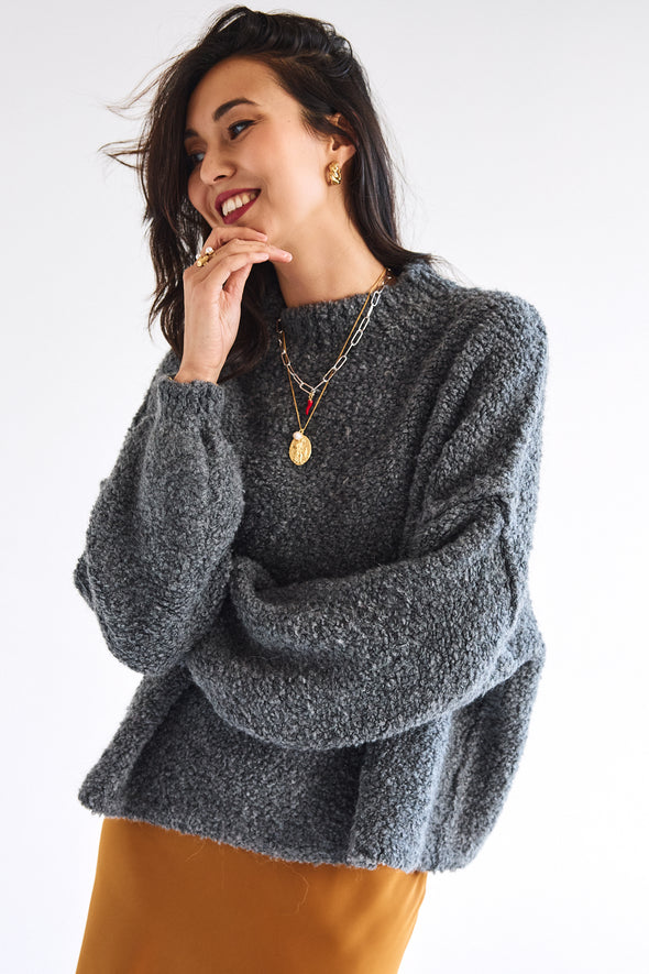 Noah Teddy Knit Dark Grey