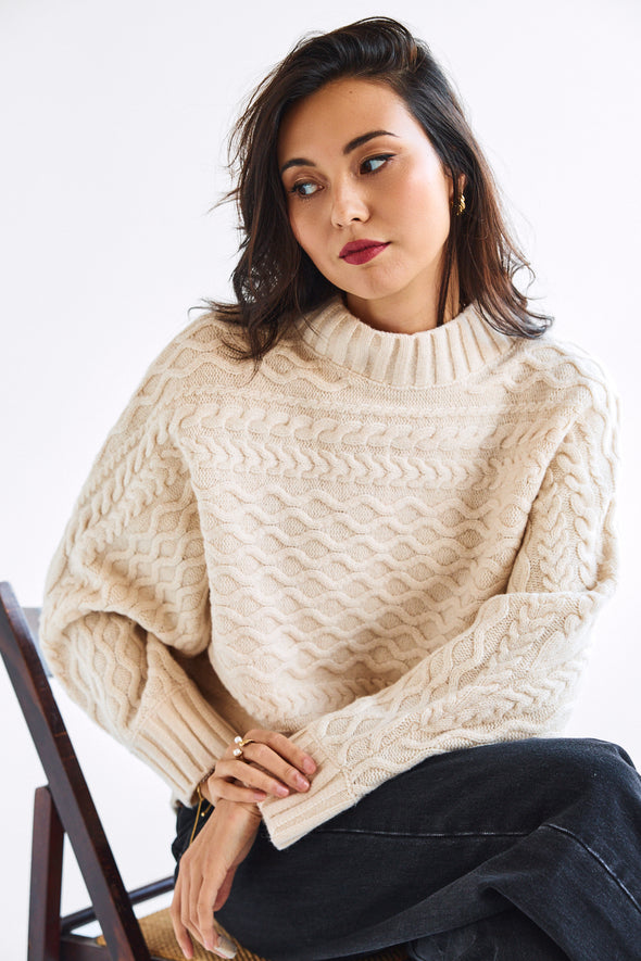 Nelly Batsleeve Cable Knit