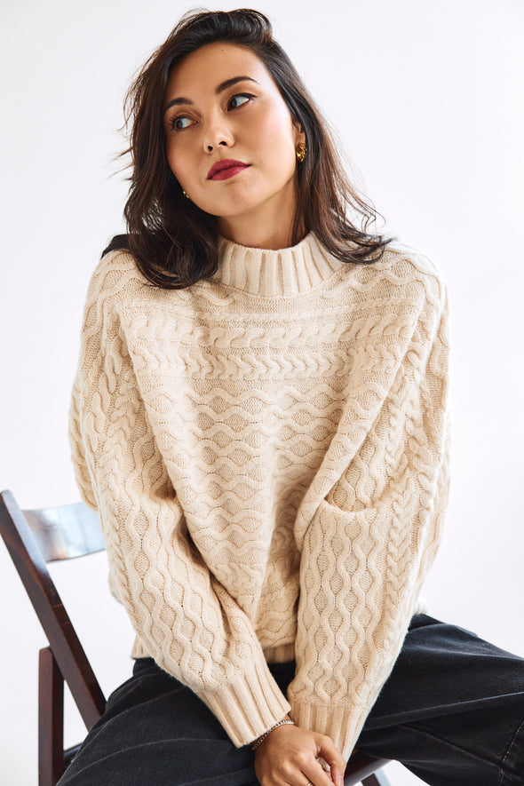 Nelly Batsleeve Cable Knit