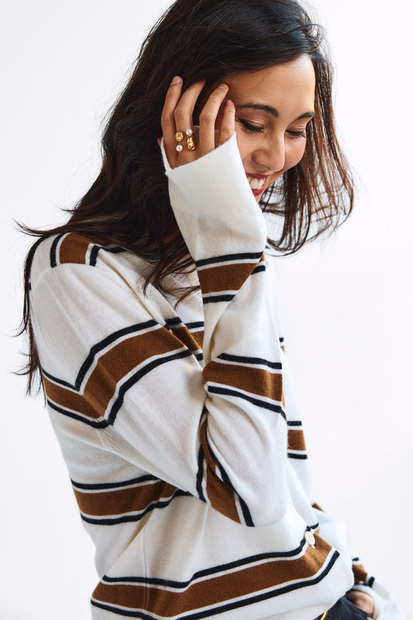 Thea LS Button Knit Egret