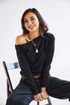 Tenny Draped Top Black