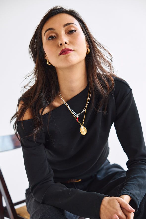 Tenny Draped Top Black