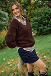 Noah V Teddy Knit Chocolate