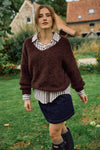 Noah V Teddy Knit Chocolate