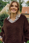 Noah V Teddy Knit Chocolate