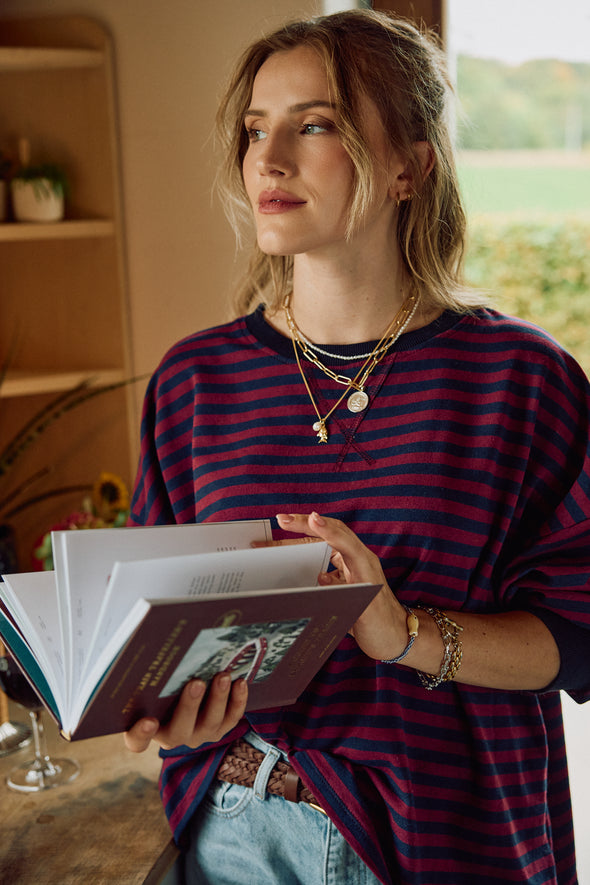 Jérome LS Sweater Navy/Burgundy