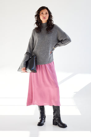 Cille Cashmere High Neck Knit Medium Grey