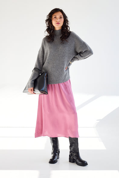 Cille Cashmere High Neck Knit Medium Grey