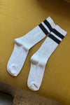 Grandpa Varsity Socks Light Grey Navy Stripe