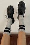 Grandpa Varsity Socks Light Grey Navy Stripe