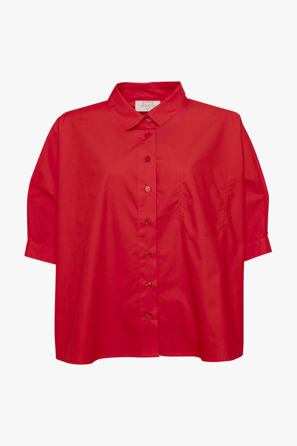 Ruby Popeline Shirt Fiery Red