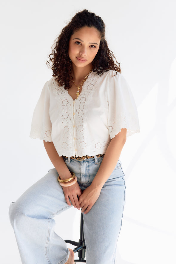 Amory V-Neck Top Cloud Dancer