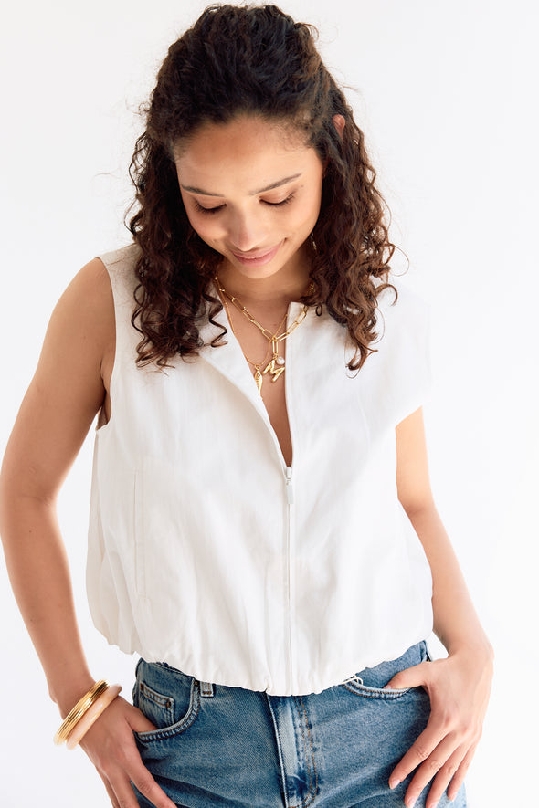 Liam Balloon Top White