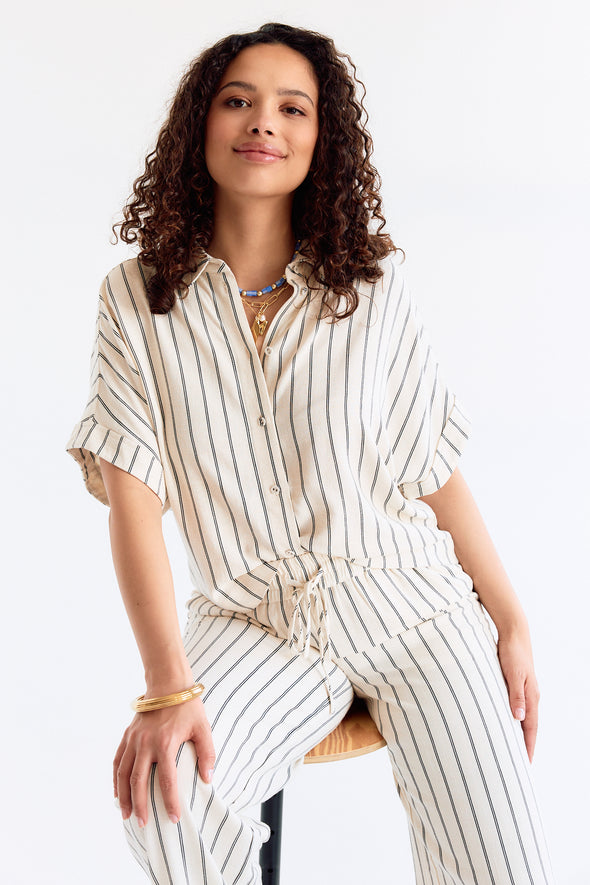 Viva Cropped Sunshirt Sandshell/Pinstripes