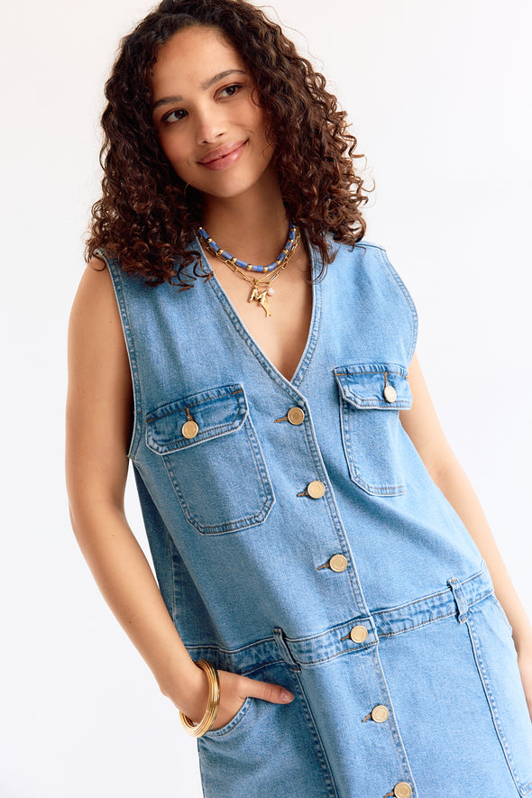 Albertine Dress Denim Blue