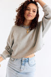 Demi Waffle LS Top Light Grey Melange