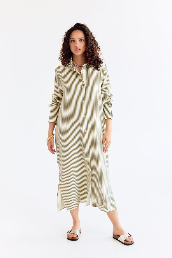 Zac Dress Khaki Ecru